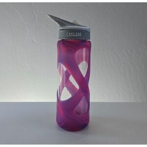 Camelbak Eddy Glass Water Bottle 24 Oz Purple Pink Silicone Sleeve - No Straw